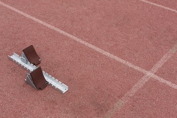 Starting blocks on running track