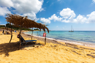 Tent of fern on the beach