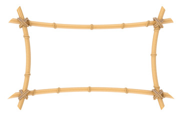 Wooden Bamboo Sticks Frame Template. 3d Rendering