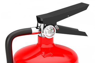 Red Fire Extinguisher extreme closeup. 3d Rendering