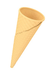 Empty Waffle Crispy Ice Cream Cone. 3d Rendering