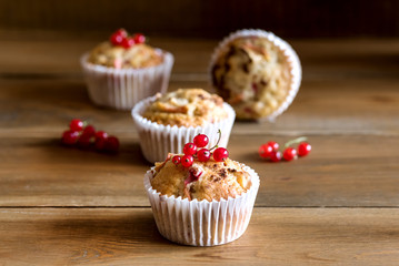 Tasty Cupcakes With Berries on Top Wooden Background Homemade Cupcake with Berry Apple and Spices Horizontal