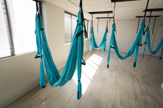 Swing sling hammock in fitness studio
