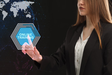 The concept of business, technology, the Internet and the network. A young entrepreneur working on...