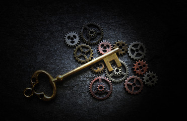Gears and antique key