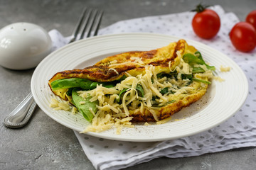 Scrambled eggs with spinach.