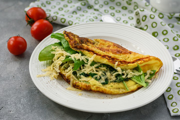 Scrambled eggs with spinach.