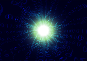 Blue binary code steam wave abstract background vector illustration, computer technology communication concept