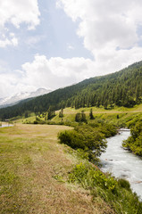 Obraz premium Sils, Segl, Val Fex, Fextal, Val Fedoz, Fexgletscher, Oberengadin, Wanderweg, Bergwiesen, Alpen, Graubünden, Schweiz