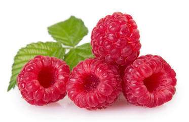 Fresh raspberry on white background