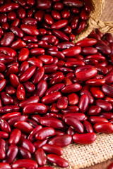 Red kidney beans in wooden