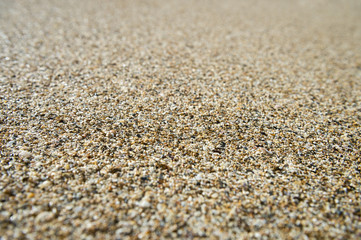 Close-up abstract view of sand texture made from broken shells and coral on a tropical beach