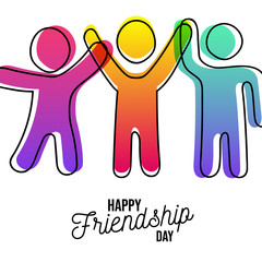 Happy Friendship day card of friends dancing