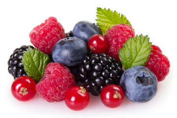 Fresh berries on white background