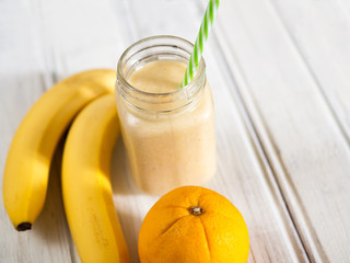Banana smoothie in a jar