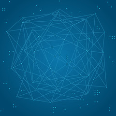 Abstract blockchain background. Blue Background.