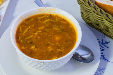 Bowl of Moroccan harira soup.