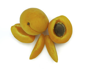 Naklejka na ściany i meble Sweet and healthy apricot on white background, fresh fruits