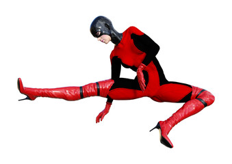 3D Rendering Female Hero on White