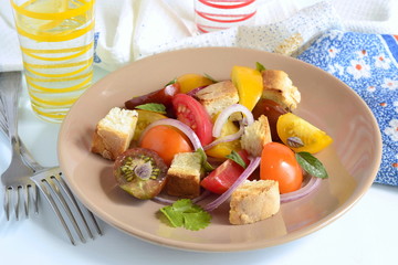 Panzanella - Italian salad with fresh tomatoes and crispy bread