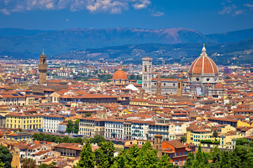 Fototapeta na wymiar City of Florence aerial historic center view