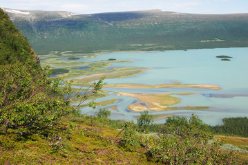 Rapaätno river delta. Jokkmokk, Norrbotten, Sweden