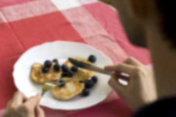 Man and his breakfast.