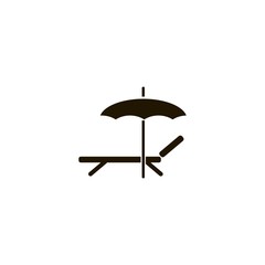 umbrella and sun lounger on the beach icon. flat design