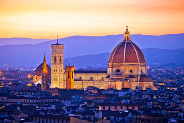 Florence Duomo aerial sunset view