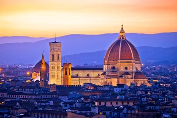 Foto op Canvas Florence Duomo luchtfoto zonsondergang uitzicht © xbrchx