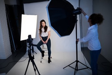 Female model posing for a photo shoot