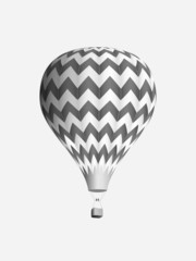A black and white chevron pattern design hot air balloon in blue sky vector illustration