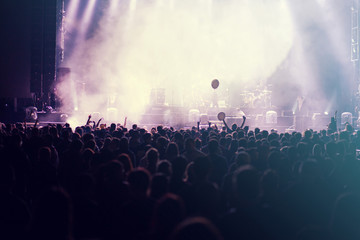 Obraz na płótnie Canvas Concert lights and crowd background 