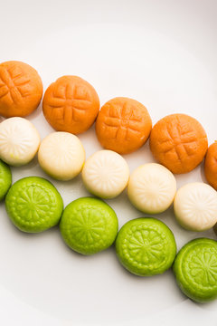 Sweet Tiranga Peda or pedha or Indian tricolour Pera is a mithai prepared for Independence or republic day greeting