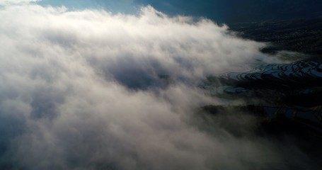 Naklejka na ściany i meble Spectacular sea of clouds above Rice terrace fields.