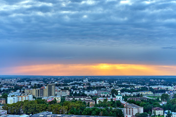 panorama of the city at sunset dome