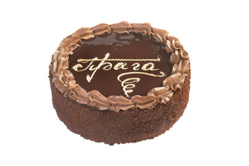 Prague cake on white background