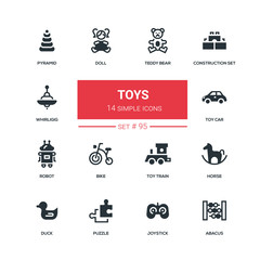 Fototapeta na wymiar Toys - flat design style icons set