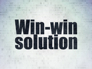 Fototapeta na wymiar Business concept: Painted black word Win-win Solution on Digital Data Paper background