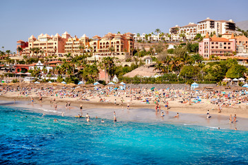 Fototapeta premium People relaxing on the El Duque beach. Tenerife. Spain