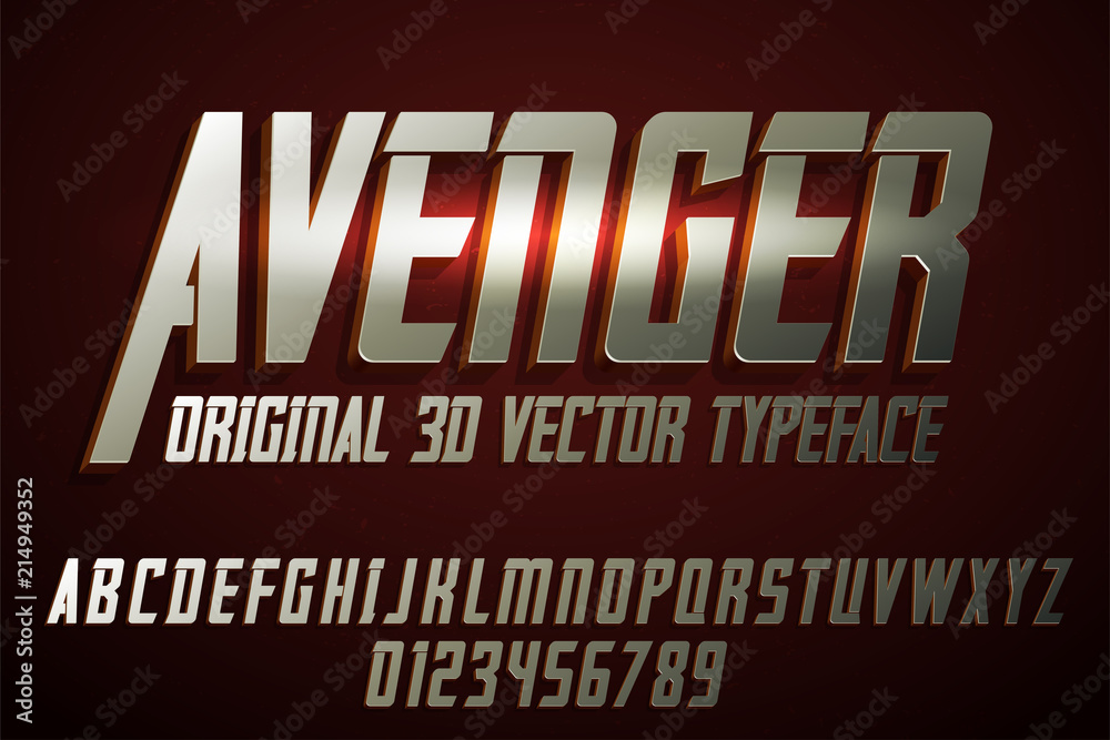 Fototapete strong label typeface with vector 3d extrude effect