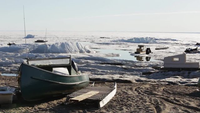 People walking on the Spring Ice. Pond Inlet, Nunavut