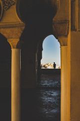 Romantic view through arabic arch