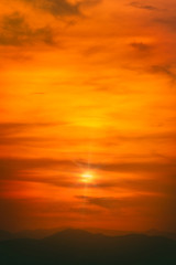 Fototapeta premium Morning sunrise at the peak of Rachaburi, Thailand.