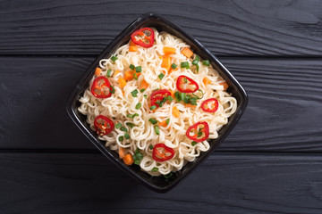 Instant noodles in bowl