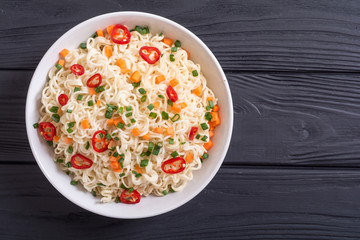 Instant noodles in bowl