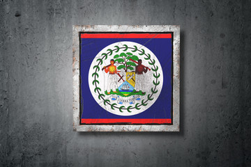 Belize flag in concrete wall