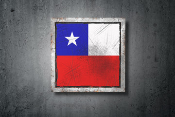 Chile flag in concrete wall