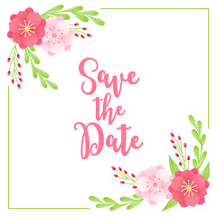 Floral wedding cards with corner ornament - anemone, berry, leaves