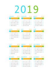 Calendar template design 2019
